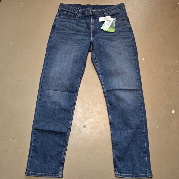 NWT L.L.Bean BeanFlex Slim Fit Straight Leg Denim Jean in Dark Vintage Size 36 - Picture 4 of 7